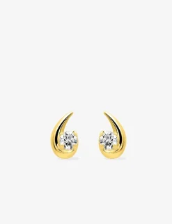 Boucles d'oreilles gouttes en or jaune 375‰ et oxyde de zirconium SO OR