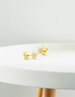 Boucles d'oreilles gouttes en or jaune 375‰ et oxyde de zirconium SO OR