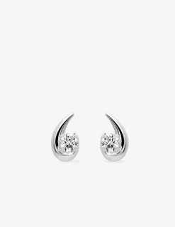 Boucles d'oreilles gouttes or blanc 750 ‰, oxyde de zirconium SO OR