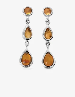 Boucles d'oreilles gouttes argent 925‰ rhodié et ambre SO OR