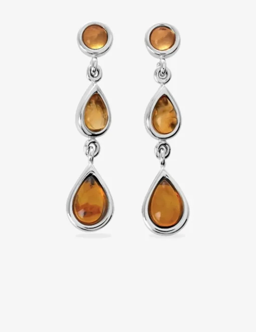 Boucles d'oreilles gouttes argent 925‰ rhodié et ambre SO OR