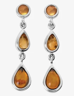 Boucles d'oreilles gouttes argent 925‰ rhodié et ambre SO OR