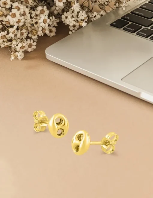 Boucles d'oreilles grain de café or jaune 750 ‰ SO OR