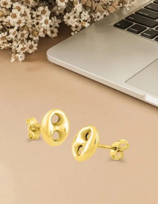 Boucles d'oreilles grain de café 7x5 or jaune 750 ‰ SO OR