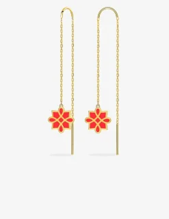 Boucles d'oreilles Harmonie Or jaune 375‰ et laque corail SO OR