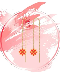 Boucles d'oreilles Harmonie Or jaune 375‰ et laque corail SO OR