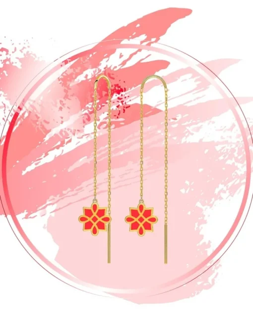 Boucles d'oreilles Harmonie Or jaune 375‰ et laque corail SO OR