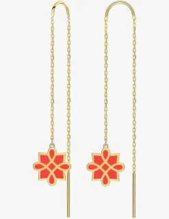 Boucles d'oreilles Harmonie Or jaune 375‰ et laque corail SO OR
