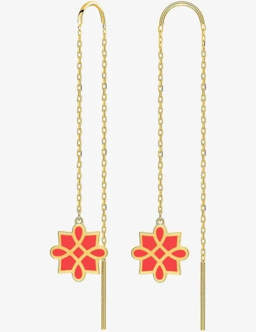 Boucles d'oreilles Harmonie Or jaune 375‰ et laque corail SO OR