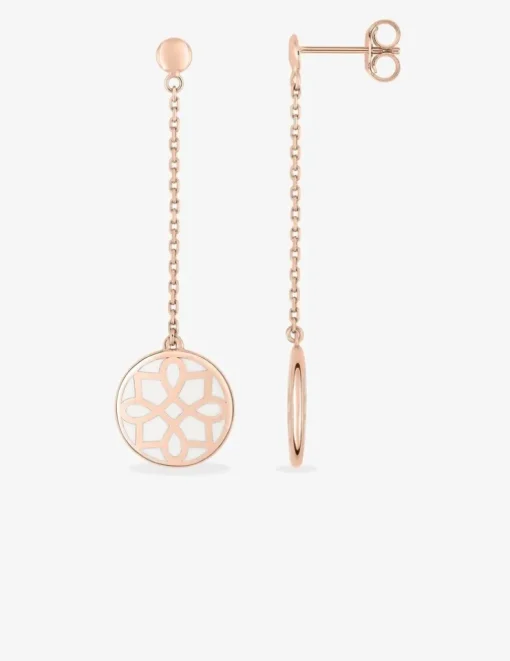 Boucles d'oreilles Harmonie Or rose 375‰ et laque ivoire SO OR