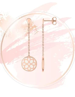 Boucles d'oreilles Harmonie Or rose 375‰ et laque ivoire SO OR