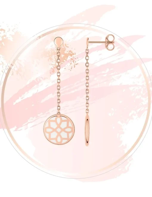 Boucles d'oreilles Harmonie Or rose 375‰ et laque ivoire SO OR