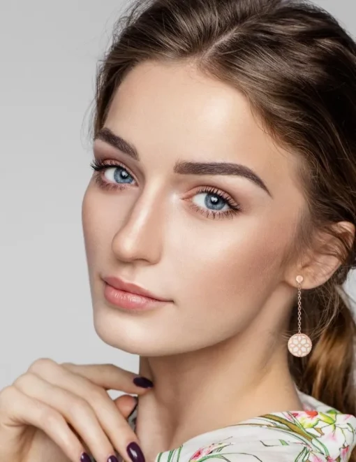 Boucles d'oreilles Harmonie Or rose 375‰ et laque ivoire SO OR