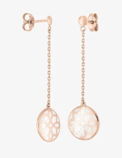 Boucles d'oreilles Harmonie Or rose 375‰ et laque ivoire SO OR