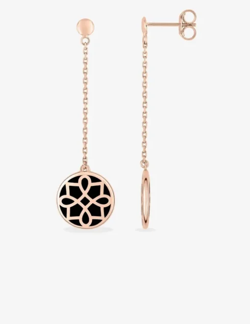 Boucles d'oreilles Harmonie Or rose 375‰ et laque noir de Jais SO OR