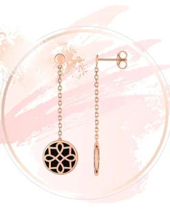 Boucles d'oreilles Harmonie Or rose 375‰ et laque noir de Jais SO OR