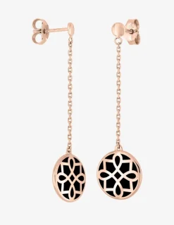 Boucles d'oreilles Harmonie Or rose 375‰ et laque noir de Jais SO OR