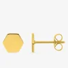 Boucles d'oreilles hexagone acier doré SO OR