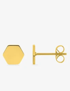 Boucles d'oreilles hexagone acier doré SO OR