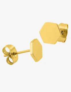 Boucles d'oreilles hexagone acier doré SO OR