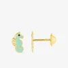 Boucles d'oreilles hippocampes clous or jaune 375 ‰ SO OR