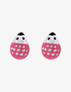 Boucles d'oreilles hérissons argent 925 ‰ et laque rose et noir SO OR