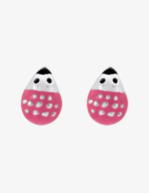 Boucles d'oreilles hérissons argent 925 ‰ et laque rose et noir SO OR
