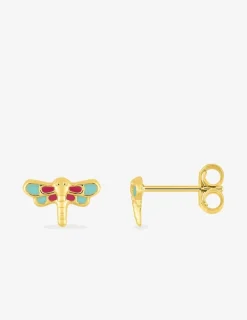 Boucles d'oreilles libellule or jaune 750‰ et laque SO OR