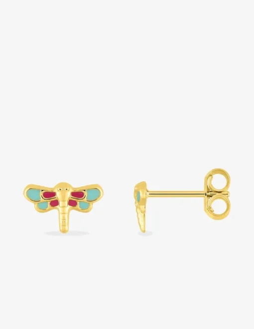 Boucles d'oreilles libellule or jaune 750‰ et laque SO OR
