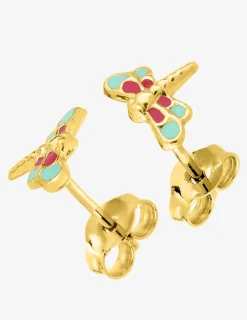 Boucles d'oreilles libellule or jaune 750‰ et laque SO OR