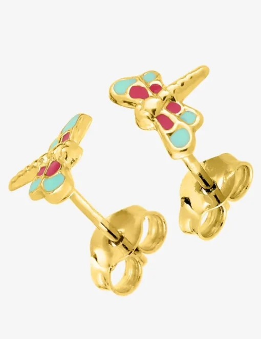 Boucles d'oreilles libellule or jaune 750‰ et laque SO OR
