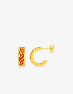 Boucles d'oreilles Lorever Or jaune 375‰ et laque corail SO OR