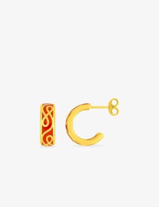 Boucles d'oreilles Lorever Or jaune 375‰ et laque corail SO OR