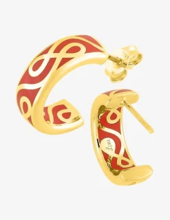 Boucles d'oreilles Lorever Or jaune 375‰ et laque corail SO OR