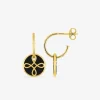 Boucles d'oreilles Lorever Or jaune 375‰, motif jeton laque noir de Jais SO OR