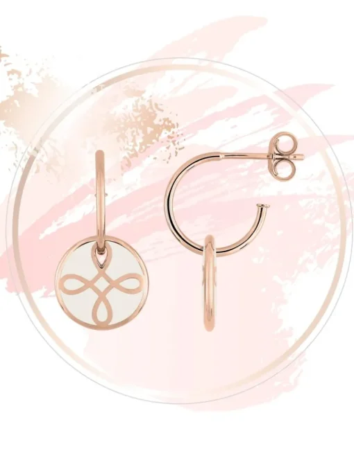 Boucles d'oreilles Lorever Or rose 375‰, motif jeton laque ivoire SO OR