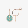 Boucles d'oreilles Lorever Or rose 375‰, motif jeton laque verte aqua SO OR