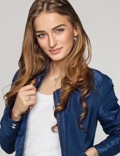 Boucles d'oreilles Lorever Or rose 375‰, motif jeton laque verte aqua SO OR