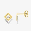Boucles d'oreilles losange or jaune 750 ‰ et rhodium SO OR
