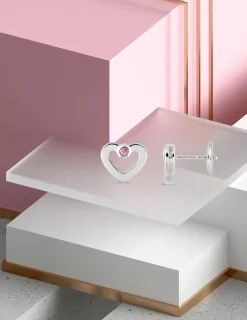 Boucles d'oreilles Love or blanc 750‰ et saphir rose SO OR
