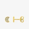 Boucles d'oreilles lune or jaune 375‰ et oxydes de zirconium SO OR