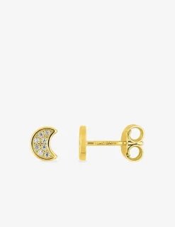Boucles d'oreilles lune or jaune 375‰ et oxydes de zirconium SO OR