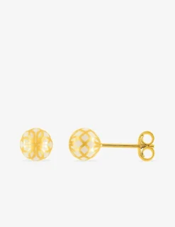 Boucles d'oreilles Mélodie Or jaune 375‰ et laque ivoire, petit modèle SO OR