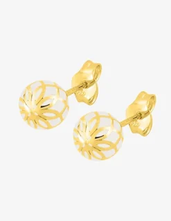 Boucles d'oreilles Mélodie Or jaune 375‰ et laque ivoire, petit modèle SO OR