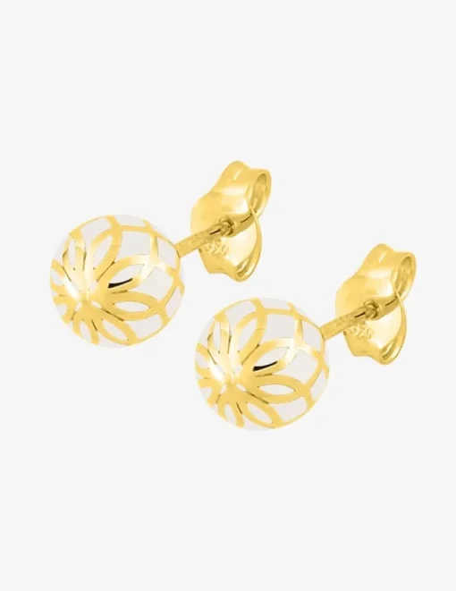 Boucles d'oreilles Mélodie Or jaune 375‰ et laque ivoire, petit modèle SO OR