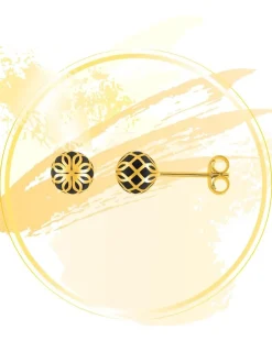 Boucles d'oreilles Mélodie Or jaune 375‰ et laque noir de Jais, petit modèle SO OR