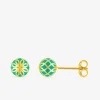 Boucles d'oreilles Mélodie Or jaune 375‰ et laque verte aqua, petit modèle SO OR