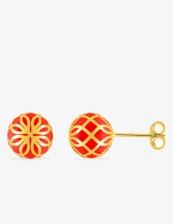 Boucles d'oreilles Mélodie Or jaune 375‰ et laque corail SO OR