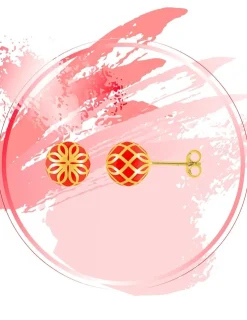 Boucles d'oreilles Mélodie Or jaune 375‰ et laque corail SO OR