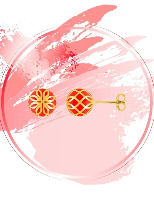 Boucles d'oreilles Mélodie Or jaune 375‰ et laque corail SO OR